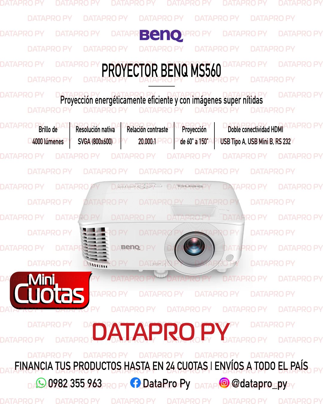 Proyector BenQ MS560 SVGA 4000 Lúmenes
