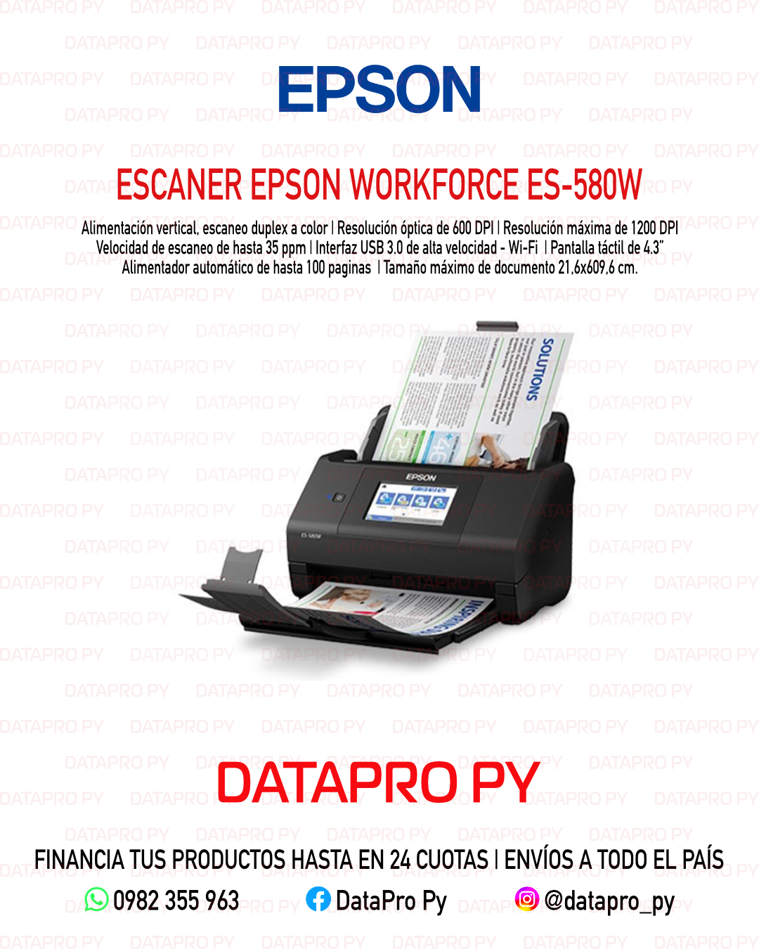 Escáner Dúplex Epson WorkForce ES-580W
