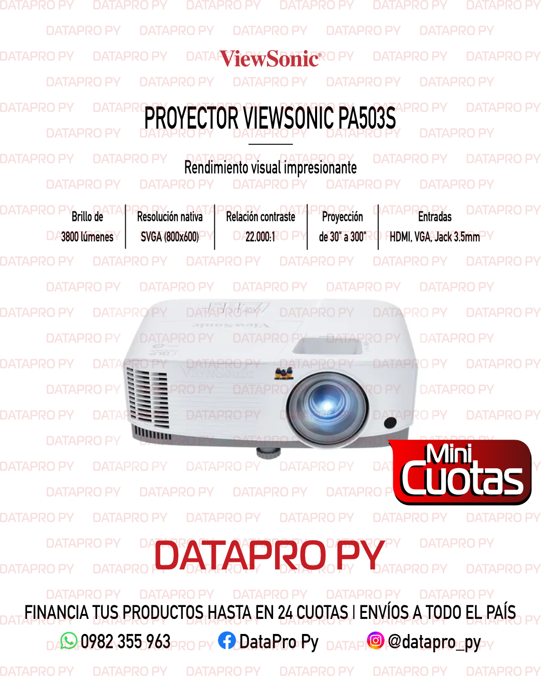 Proyector ViewSonic PA503S 3800 Lúmenes
