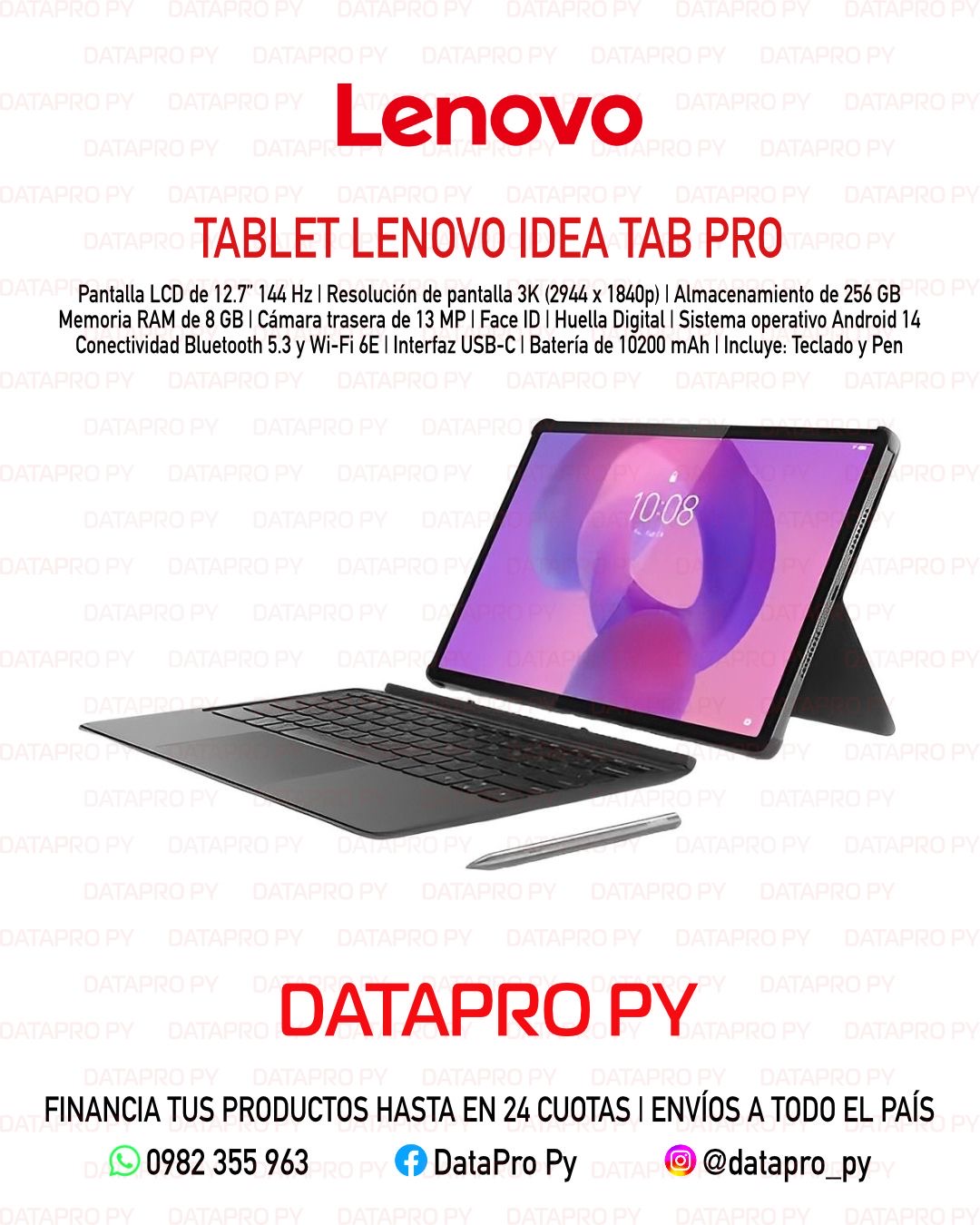 Lenovo Idea Tab Pro 12.7” Wi-Fi Teclado + Pen