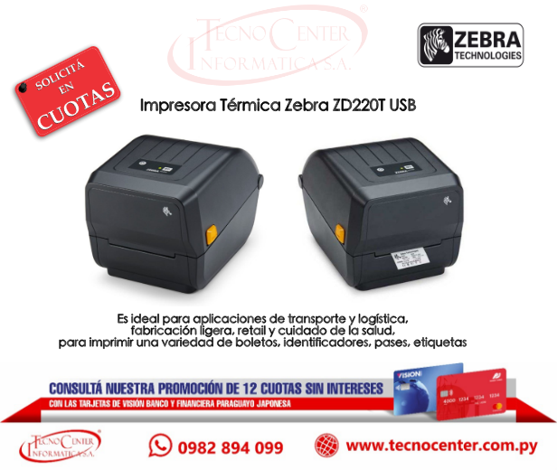 Impresora Térmica Zebra ZD220T de Etiquetas 4”